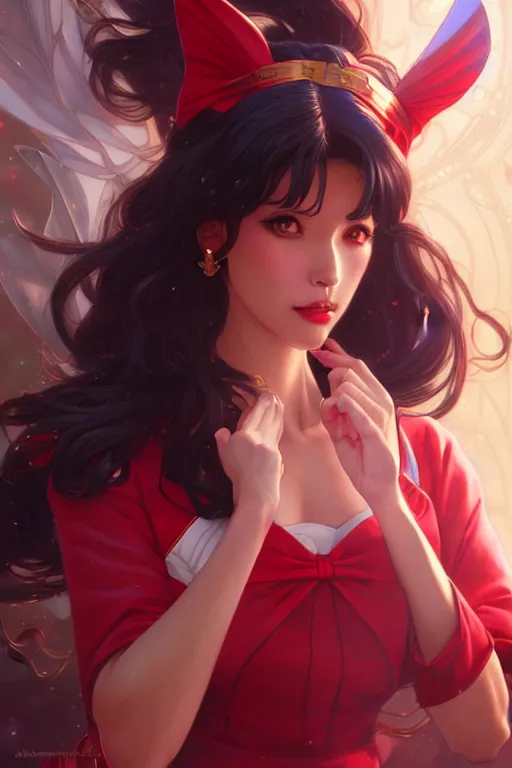 Image similar to Sailor Mars, fantasy, intricate, elegant, highly detailed, digital painting, artstation, concept art, matte, sharp focus, illustration, art by Artgerm and Greg Rutkowski and Alphonse Mucha