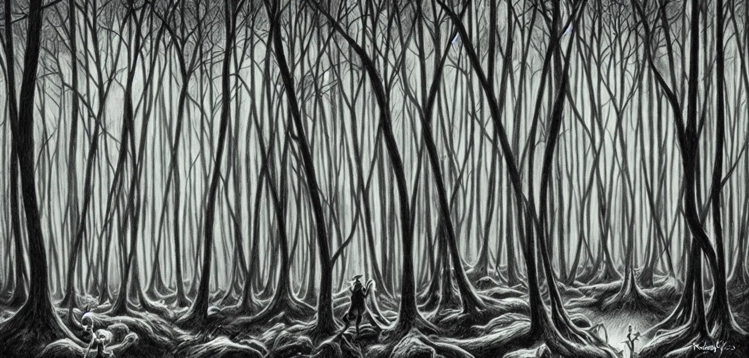 Image similar to dark forest by freas kelly
