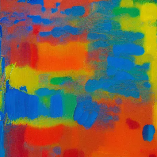 Image similar to a beautiful abstract colorful impasto textured painting by gerhard richter,