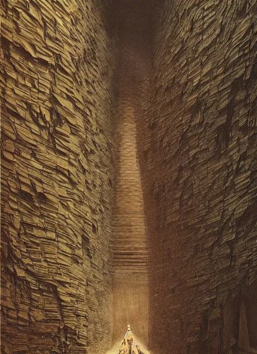 Image similar to crumbled paper bag paper cathedral inside paper bag crumbled Edward Hopper and James Gilleard, Zdzislaw Beksinski, highly detailed