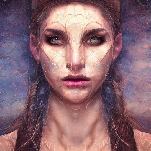 Image similar to Runic beauty of the beautiful face young mortal woman, dynamic lighting, cinematic, establishing shot, extremely high detail, shining, photo realistic, cinematic lighting, intricate line drawings, 8k resolution, oil painting on canvas