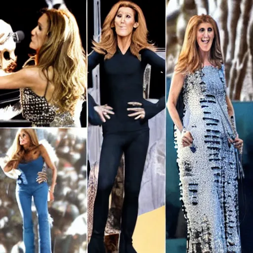 Image similar to celine dion transforming into a bird lot