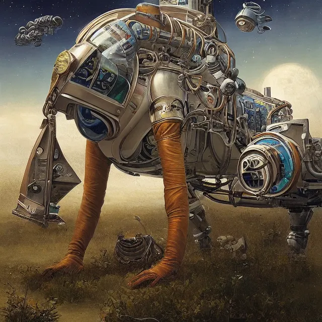 Image similar to astronaut walk on all fours bottom, horse sit on top, industrial sci - fi, by mandy jurgens, ernst haeckel, james jean