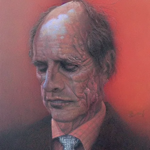 Prompt: beksinski style oil portrait of nicola sarkozi