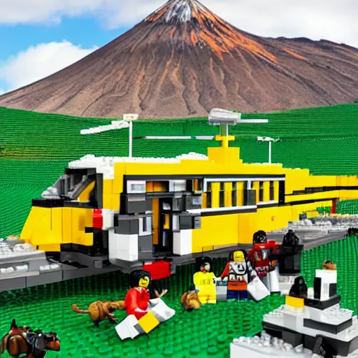 Prompt: mount taranaki lego set