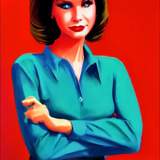 Image similar to Olivia Newton-John as Sandy from Grease (1978), portrait. style Edward Hopper