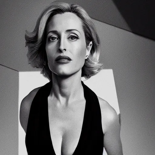 Prompt: gillian anderson as a noir femme fatale