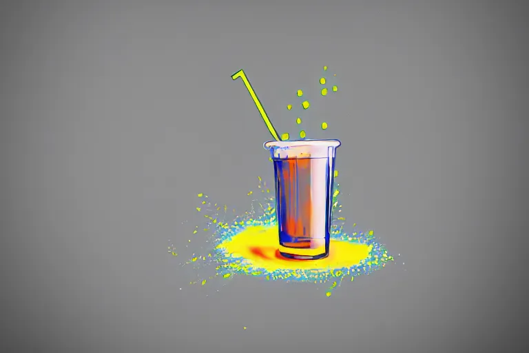 Image similar to an anthropomorphic spilled drink crying, digital art