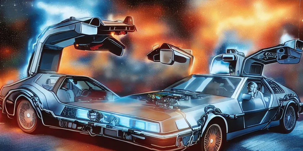 Prompt: back to the future ,digital art, high detail, hyper realistic,