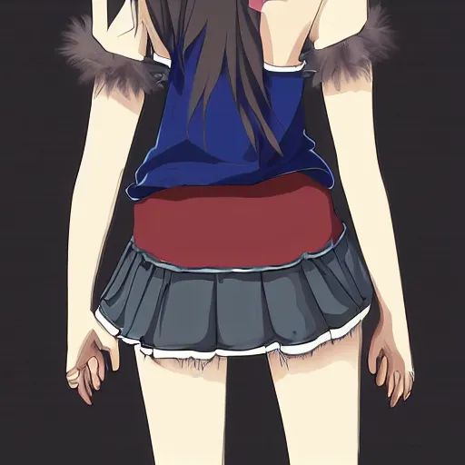 Image similar to anime illustration gorgeous punk woman in miniskirt and tank top op, blushing