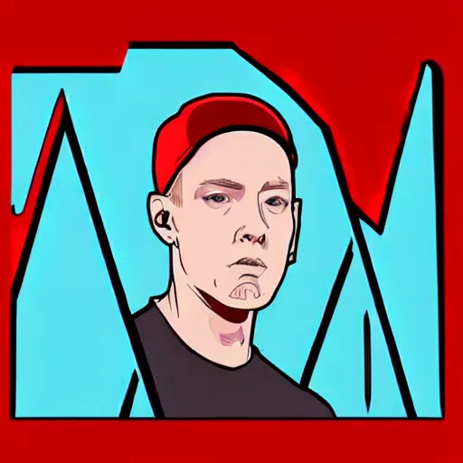 Image similar to eminem, digital art, iconic icon, 2 d vector logo, cartoon, t - shirt design