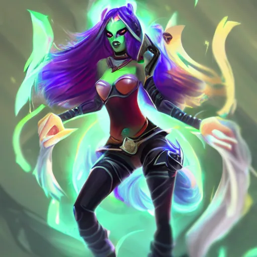 Image similar to Cara Delavigne in League of Legends. Digital Art