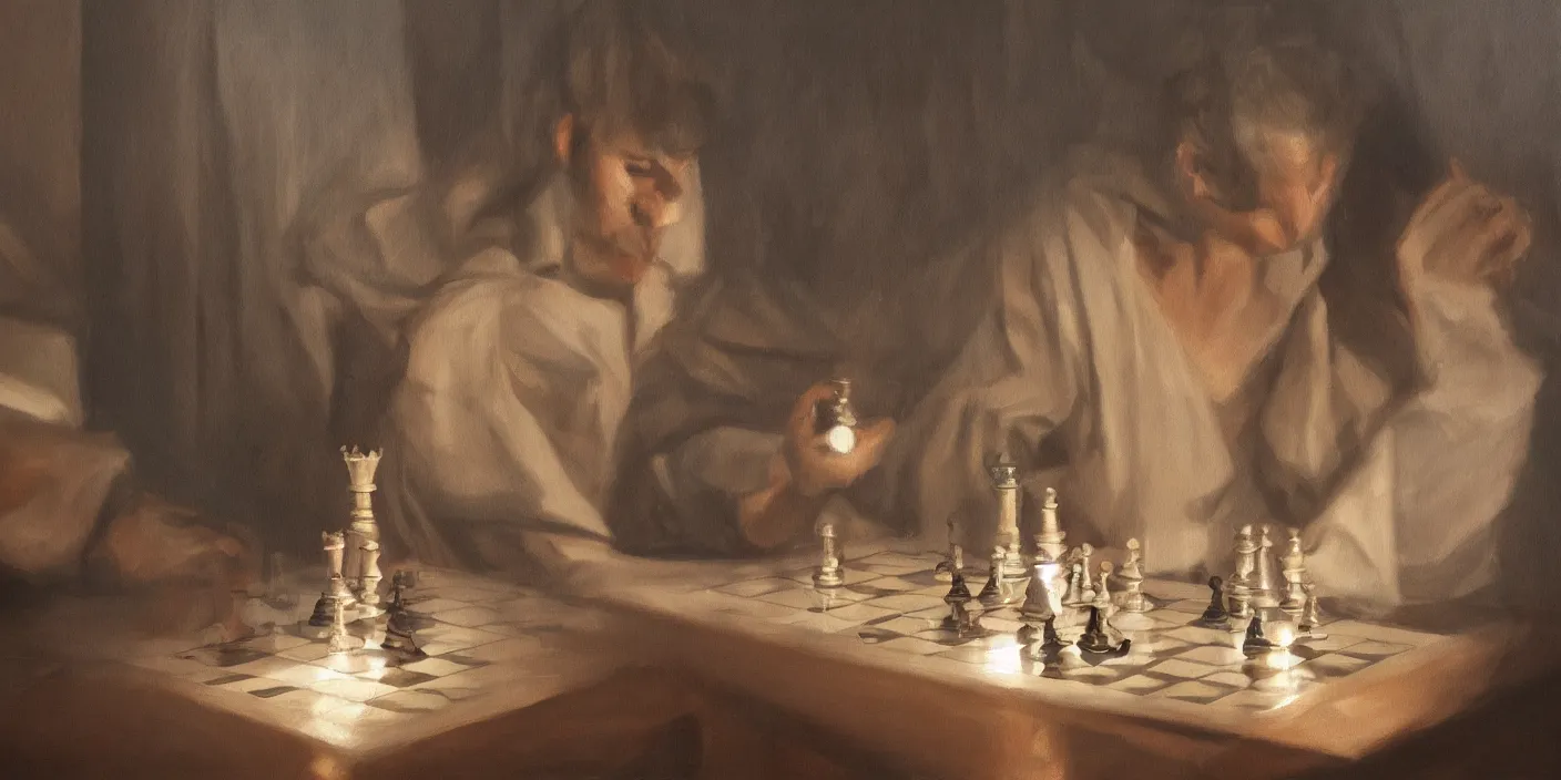 Prompt: checkmate, cinematic lighting, detailed oil painting, hyperrealistic, 8k