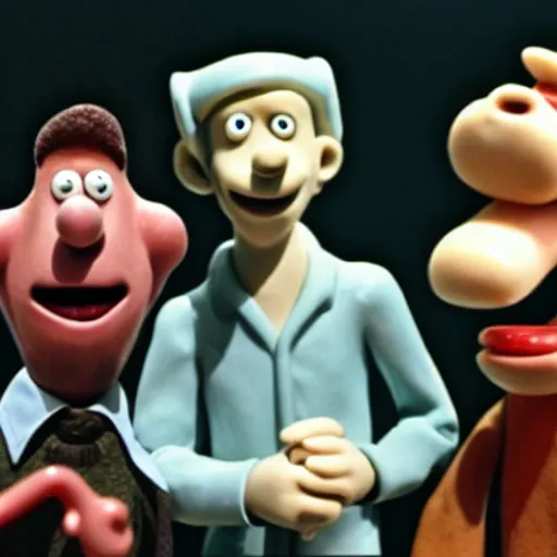 Prompt: Wallace and Gromit meet david bowie