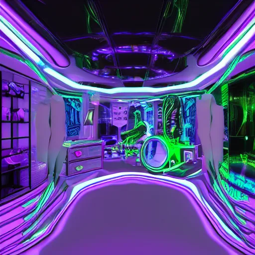 Prompt: alien shop, futuristic, holographic, 8k