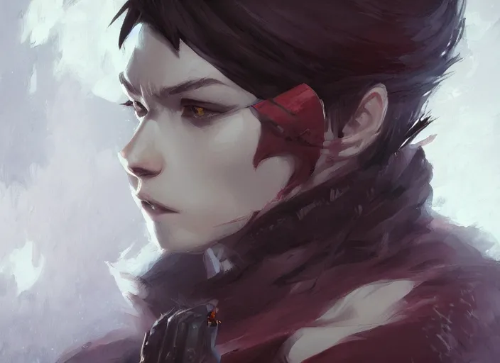 Image similar to portrait of a vampire rogue, intricate, headshot, key visual, conceptart, ambient lighting, highly detailed, digital painting, artstation, concept art, sharp focus, by makoto shinkai and akihiko yoshida and greg manchess