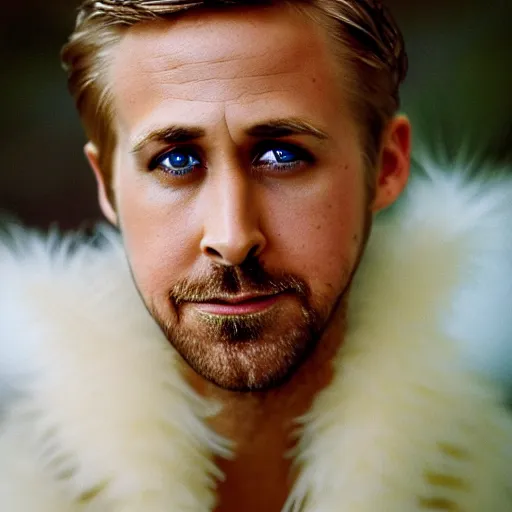 Image similar to closeup portrait of ryan gosling dressed as a goose, duck bill, feather suit, natural light, sharp, detailed face, magazine, press, photo, steve mccurry, david lazar, canon, nikon, focus