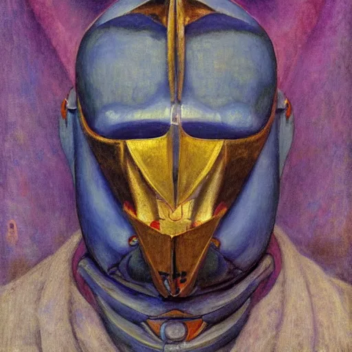 Prompt: the robot in her moth mask, by Annie Swynnerton and Diego Rivera, symbolist, dramatic lighting, elaborate geometric ornament, Art Deco,god rays, soft cool colors,smooth, sharp focus, extremely detailed, Adolf Wölfli