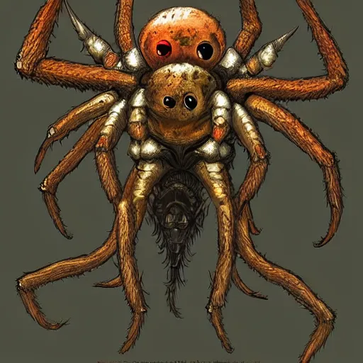 Image similar to d & d monster, huge spider monster covered in bulging eyes, dark fantasy, concept art, character art