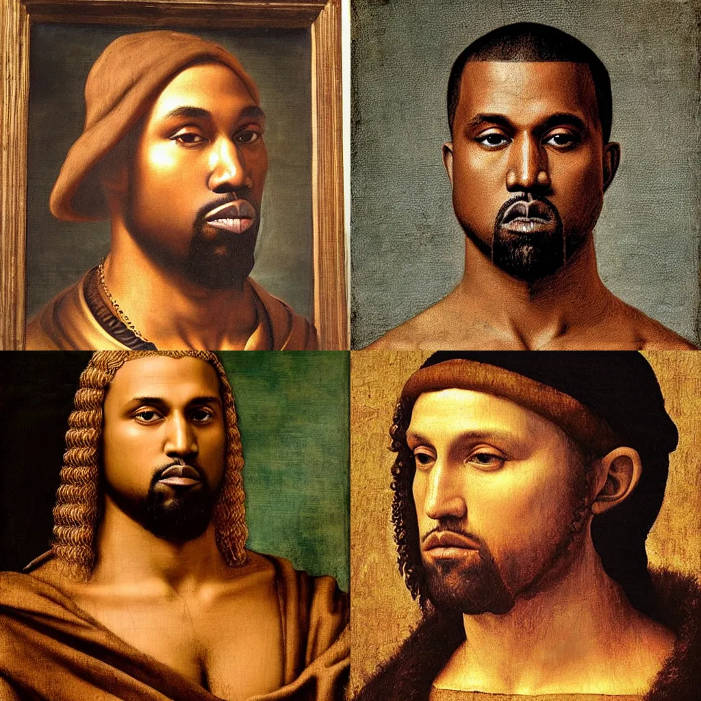 Prompt: renaissance painting of kanye west by leonardo da vinci