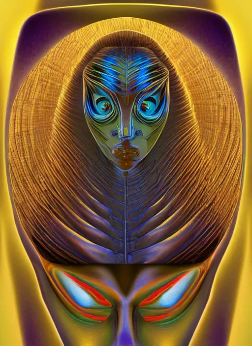 Image similar to portrait of a psychonaut, full colour, the golden ratio, sacred geometry of as decoration, full colour, 3 d shaded, sam wolfe, zbrush central,