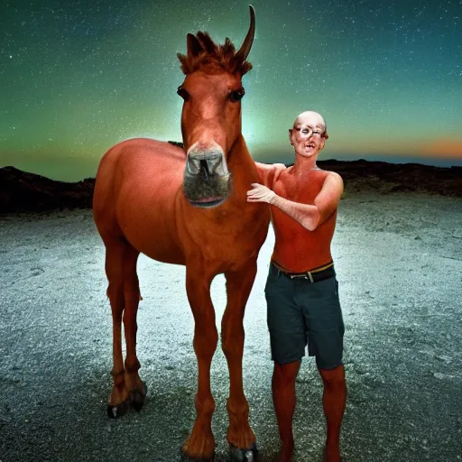 Image similar to mac and me centaur, bold natural colors, national geographic photography, masterpiece, full shot