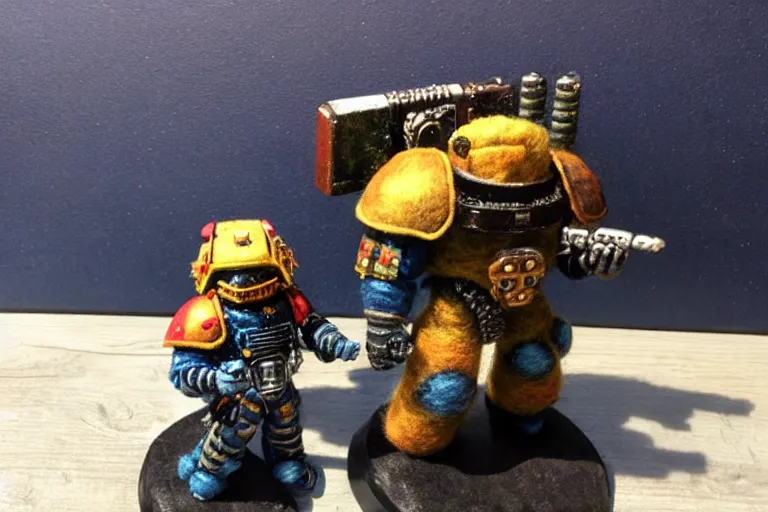 Image similar to needle felted warhammer space marine