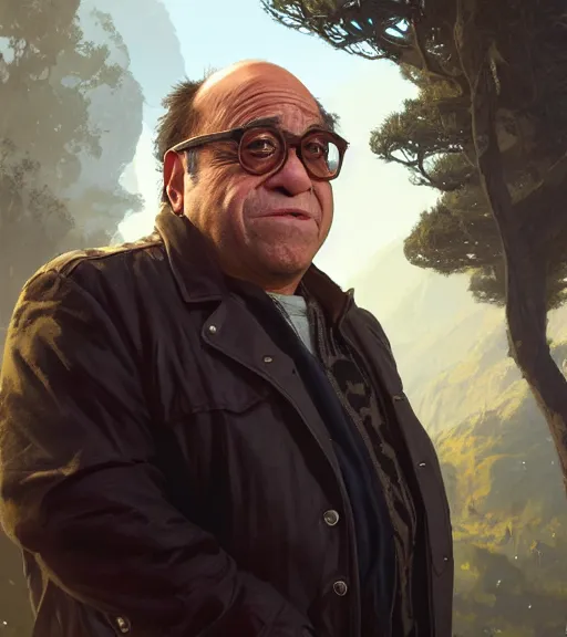 Image similar to Highly detailed portrait of Danny DeVito, in GTA V, Stephen Bliss, unreal engine, fantasy art by Greg Rutkowski, Loish, Rhads, ferdinand knab, Makoto Shinkai and Lois van baarle, ilya kuvshinov, rossdraws, Tom Bagshaw, global illumination, radiant light, detailed and intricate environment