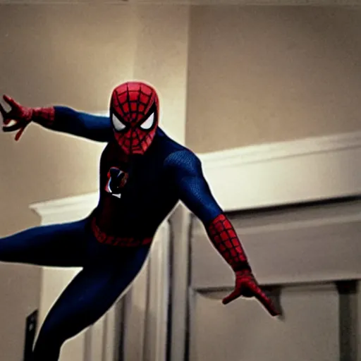 Image similar to James Bond as Spiderman , a film still