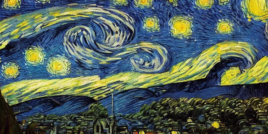 Image similar to A couple watching the Starry Night