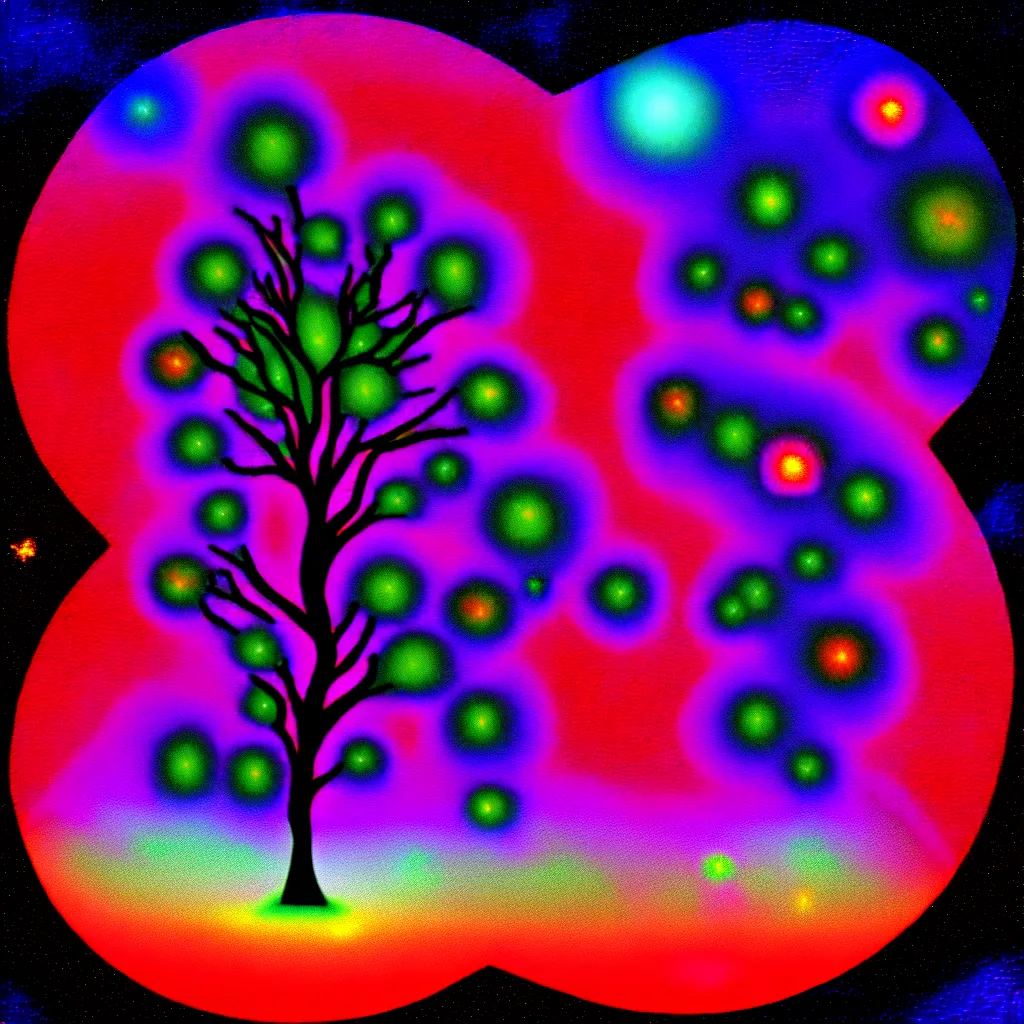 Image similar to cosmic tree of life in the universe, digital art