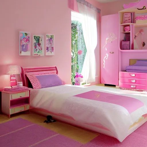 Image similar to cute girls bedroom, simple japanese girls bedroom, kawaii, 8 k photography