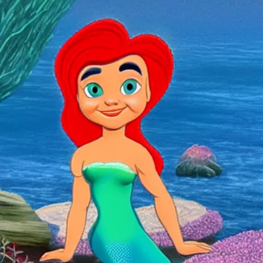 Prompt: Sajid Javid as Ariel The Little Mermaid, Disney cartoon