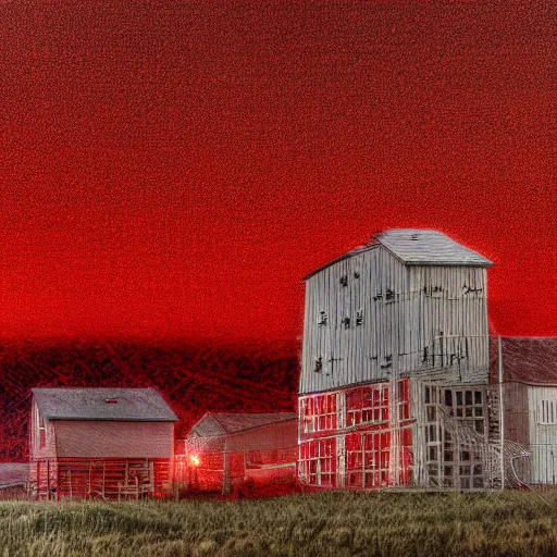 Prompt: love mills, constructed of human bone, giant mills, hellscape, haze, only red, highly detailed, photograph, red, only red, red light