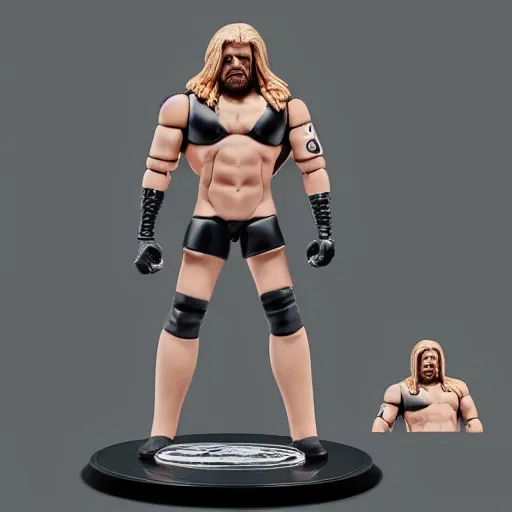 Prompt: Full body shot of a Triple H vinyl figure as a villain, white background, 3d, high quality, depth of field, high contrast, 8k, concept art, smooth, sharp focus, highly detailed