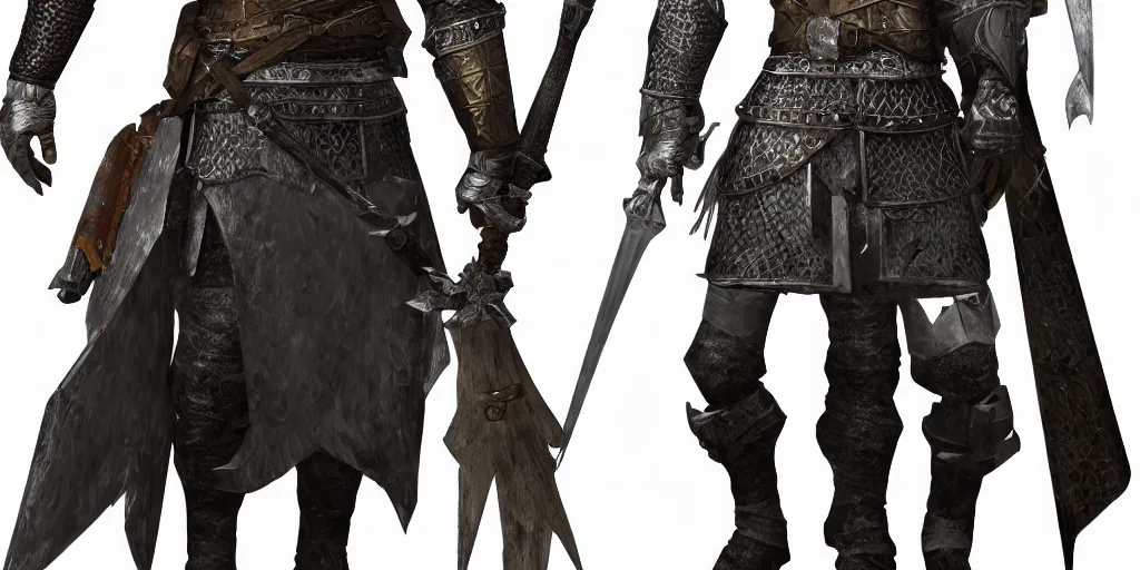 Image similar to RPG game character sheet for a character that looks like a knight, wearing armor, HDR, 4k, 8k, extremely detailed, final fantasy style, includes different angles of the character to use when they move around in the game