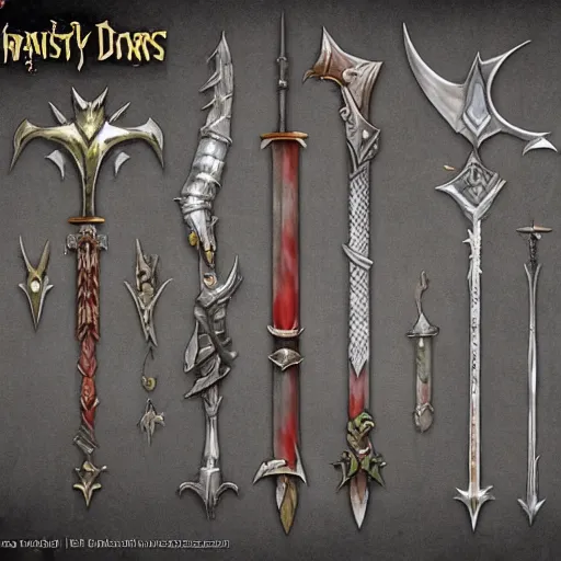 Image similar to fantasy weapons, D&D, magical, real, dramatic, beautiful