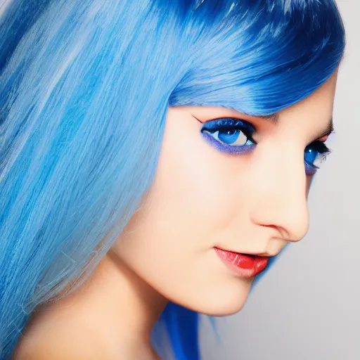 blue haired blue eyes girls wearing blue mini dress, | Stable Diffusion