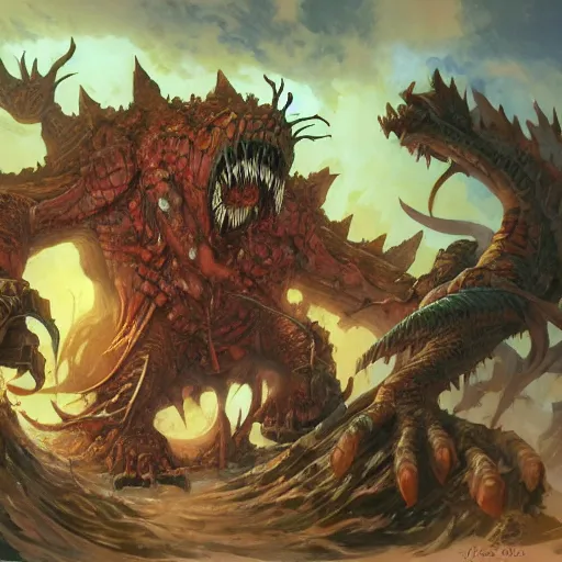 Prompt: Colossal Dreadmaw by Jesper Ejsing