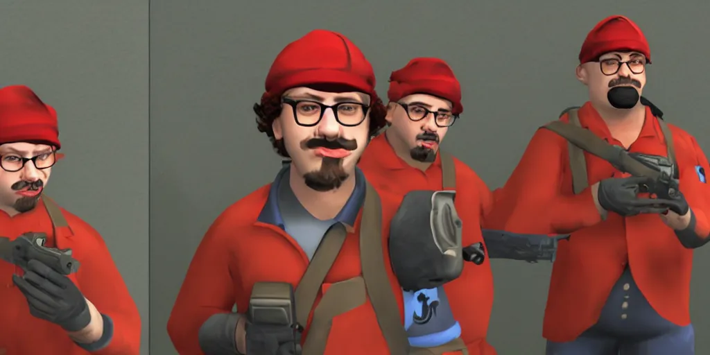 Image similar to sam hyde in team fortress 2, red team