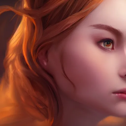 Image similar to a beautiful enchanter by wlop, dream, magical, closeup headshot, 8 k, high detailed, ultra - realistic painting, trending on artstation.