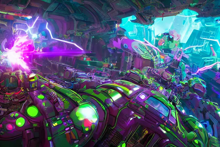 Image similar to a 3 rd person action video game about breaking through the dimensional barrier of our universe, chromatic colors, wacky style, irreverent characters, hyperrealistic, octane render, dynamic lighting, intricate detail, trending on artstation