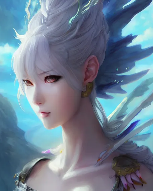 Prompt: character concept art of an anime river dragon goddess | | foliage clothing, cute - fine - face, pretty face, realistic shaded perfect face, fine details by stanley artgerm lau, wlop, rossdraws, james jean, andrei riabovitchev, marc simonetti, and sakimichan, tranding on artstation