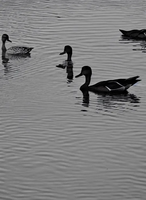 Image similar to old grainy photo of ducks forming a triangle shape