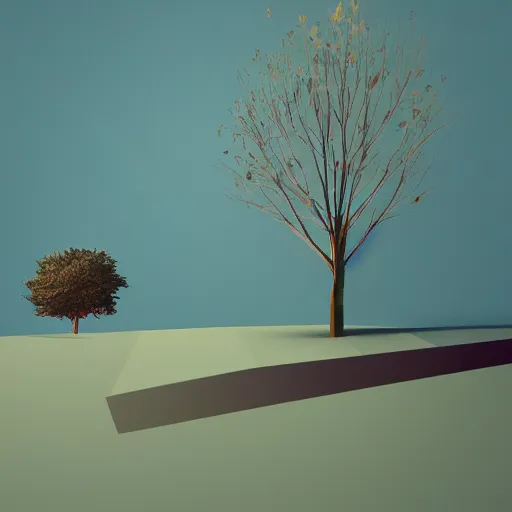 Image similar to tree but minimalistic concept art by frank stella and gilleard james, colorful, vray, depth of field, trending on artstation, minimalism