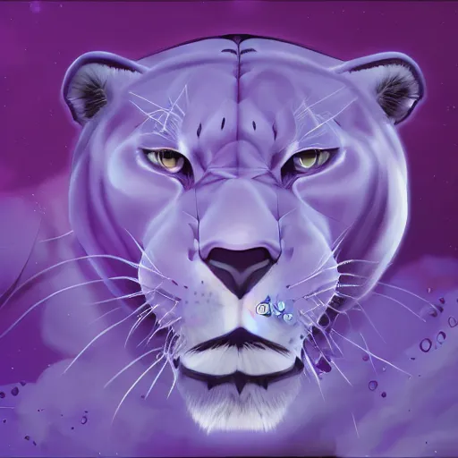 Image similar to render of a large purple panther roaring at night. moon in background. digital drawing, illustration, 4 k, highly detailed, artstation, realistic, dramatic, darkness.