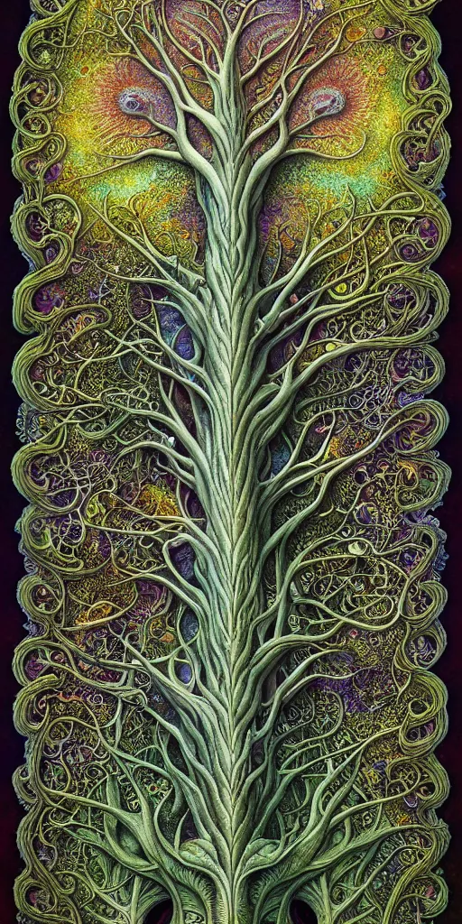 Image similar to tree of life by roger dean and andrew ferez, art forms of nature by ernst haeckel, divine chaos engine, symbolist, visionary, art nouveau, botanical fractal structures, organic, detailed, realistic, surreality