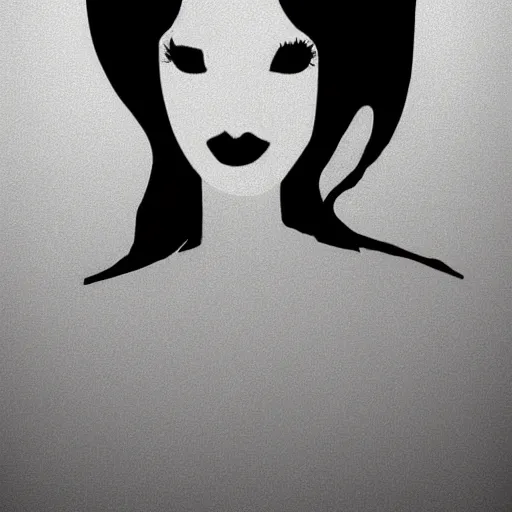 Image similar to black and white silhouette of a girl digital art, clean line art