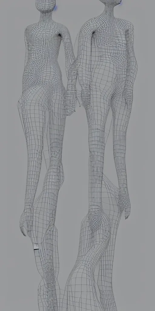 Image similar to beautiful abstract human bodies intertwined, wireframe, perfect topology, 3 d model, 3 d mesh