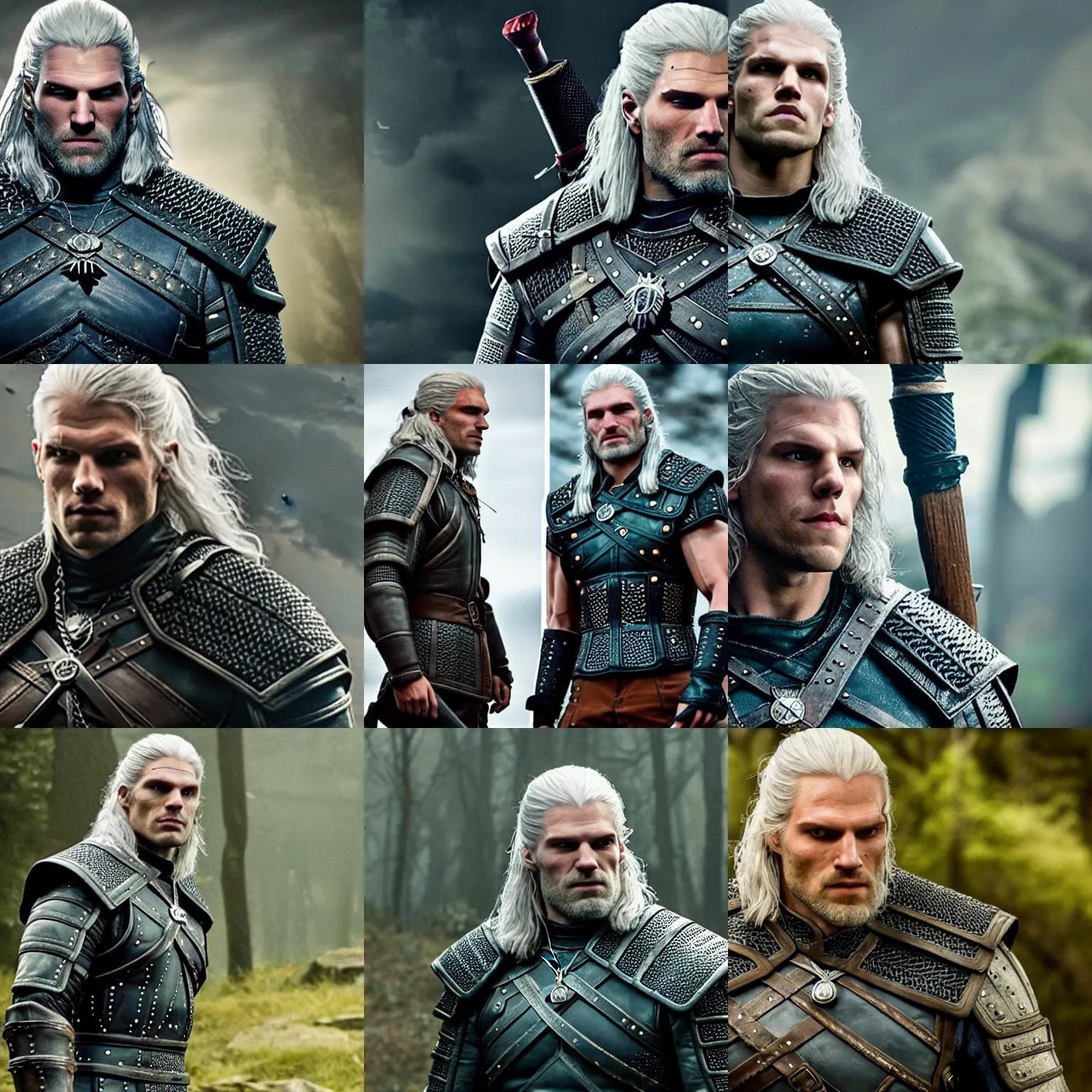 Prompt: film still of jesse eisenberg as muscular!!! geralt!!! of rivia!!!! in netflix's the witcher ( 2 0 2 2 )